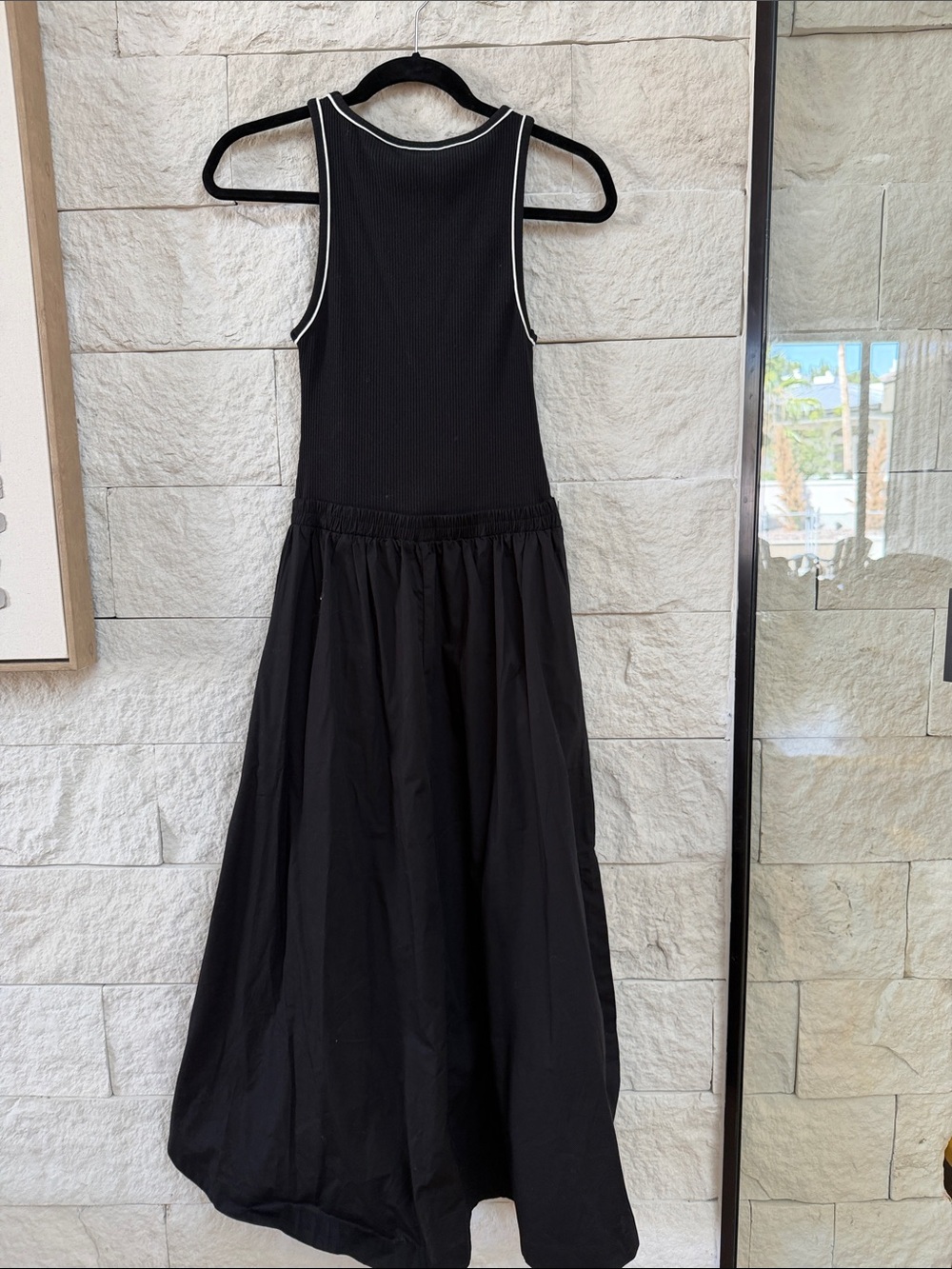 Zara Black Maxi Dress with White Trim - Picture 2 of 4